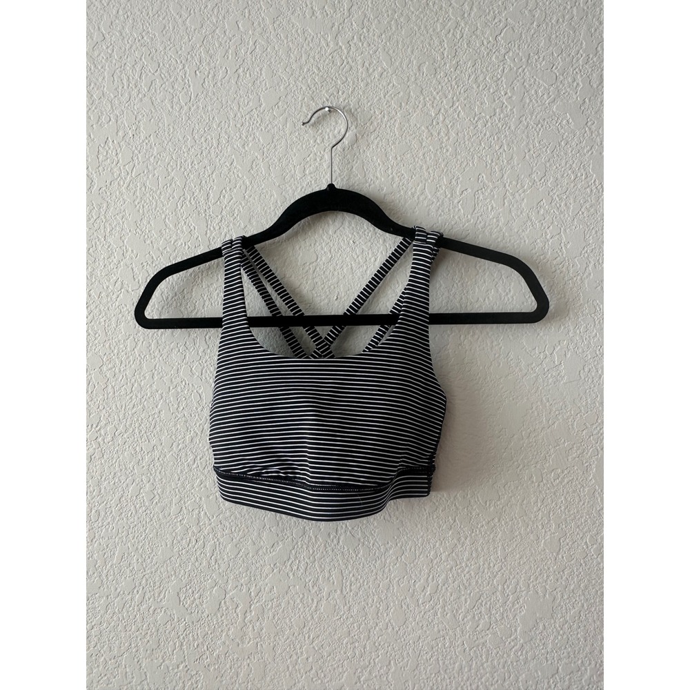 Lululemon Striped Sports Bra Crisscross Back Activewear Top